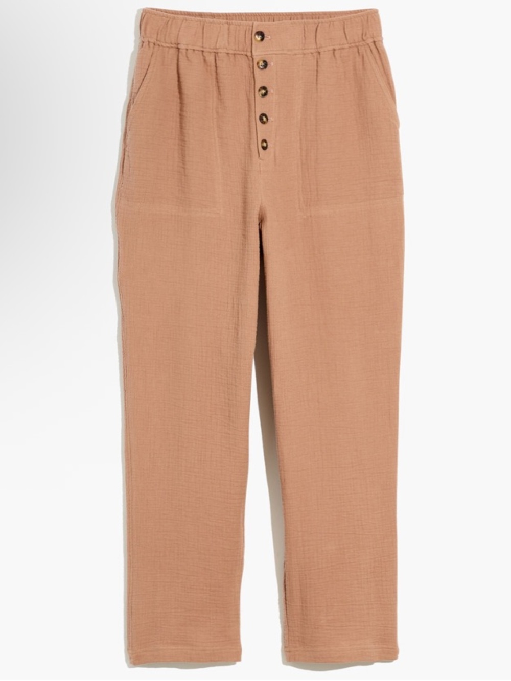 Madewell Cotton Linen Pull On High Rise Tapered Pants Gauze Tan Taupe XL